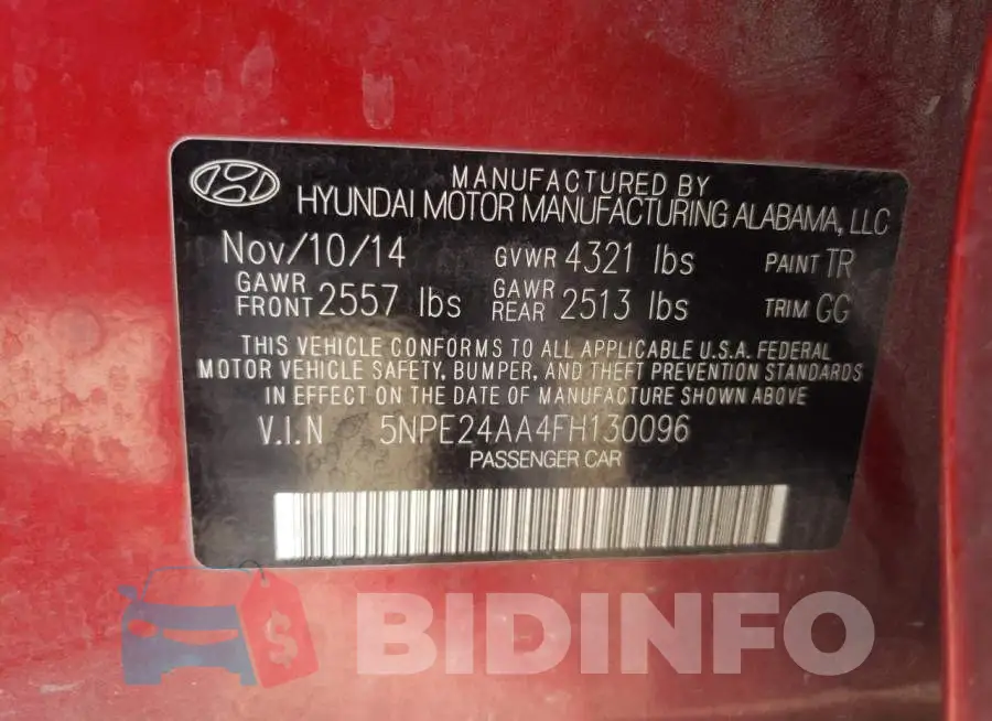 5NPE24AA4FH130096 Photo# 12