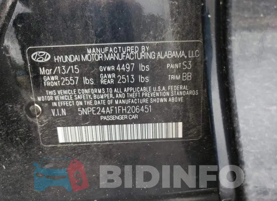 5NPE24AF1FH206451 Photo# 13