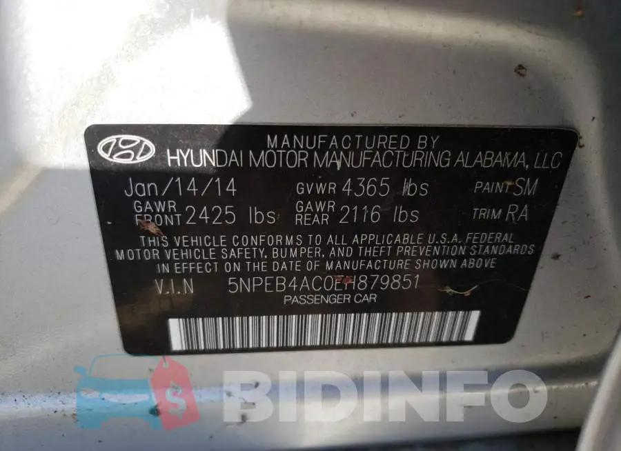 5NPEB4AC0EH879851 Photo# 12