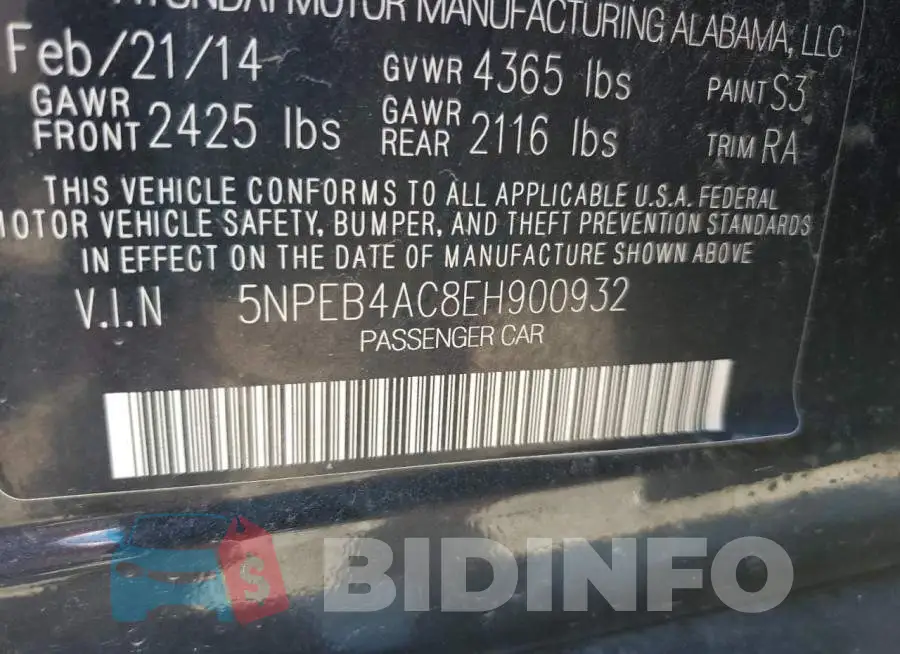 5NPEB4AC8EH900932 Photo# 12