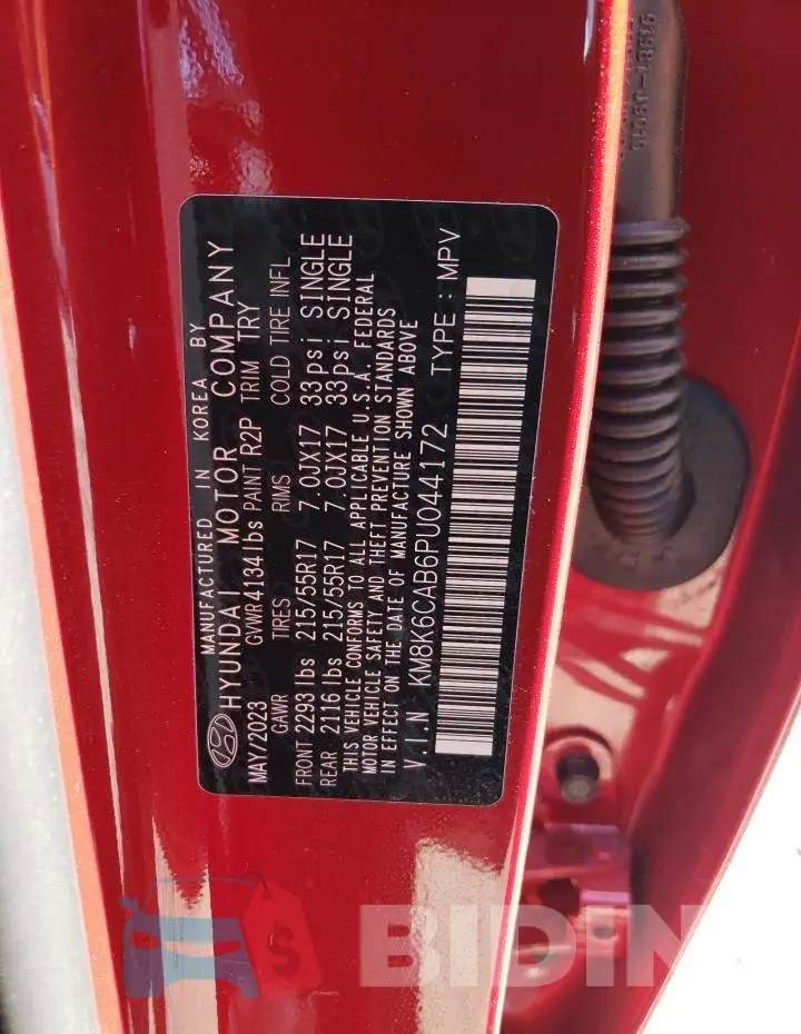 KM8K6CAB6PU044172 Photo# 13