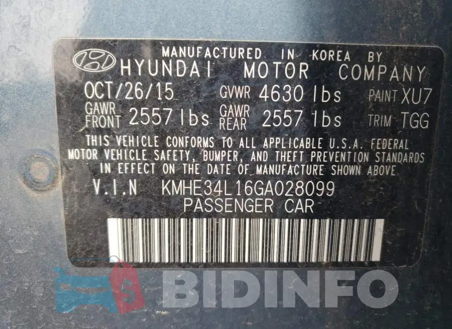 KMHE34L16GA028099 Photo# 12