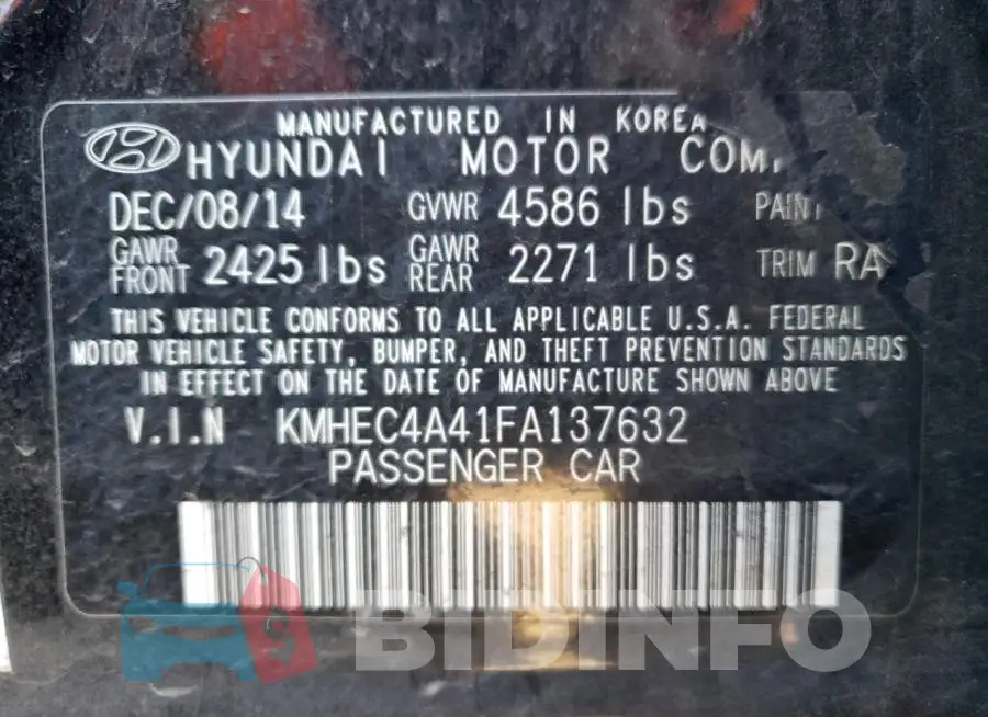 KMHEC4A41FA137632 Photo# 12