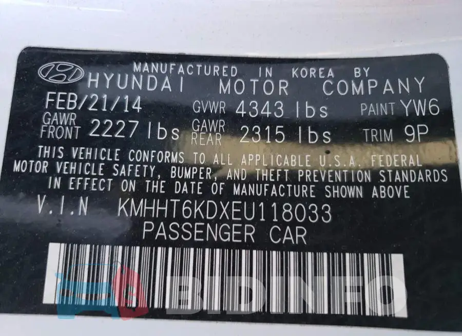 KMHHT6KDXEU118033 Photo# 13