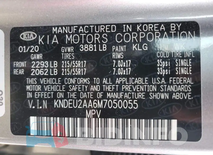 KNDEU2AA6M7050055 Photo# 12