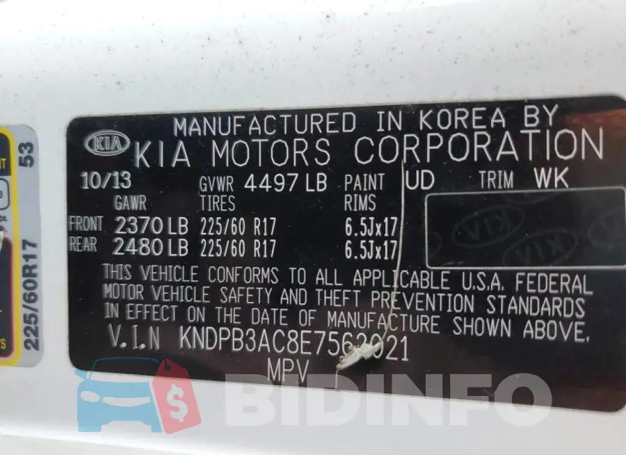 KNDPB3AC8E7562021 Photo# 13