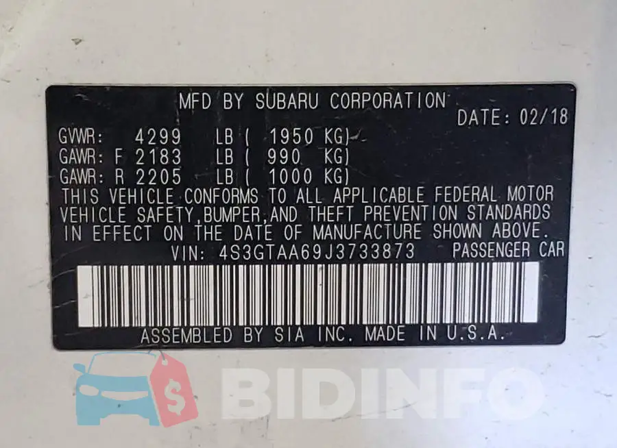 4S3GTAA69J3733873 Photo# 13