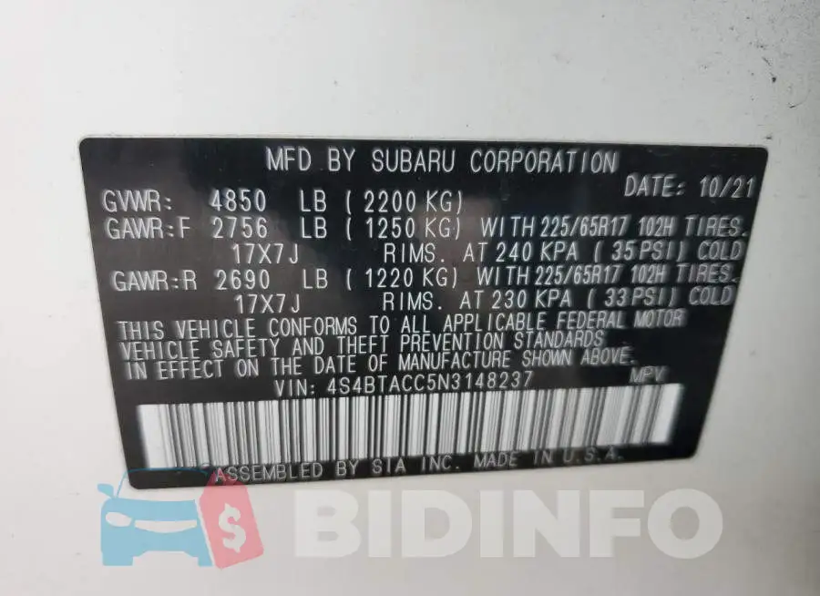 4S4BTACC5N3148237 Photo# 13
