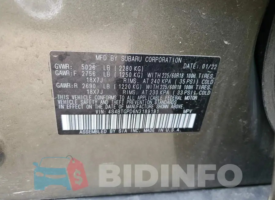 4S4BTGPD6N3189191 Photo# 12