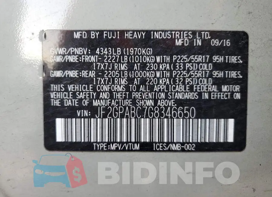 JF2GPABC7G8346650 Photo# 14