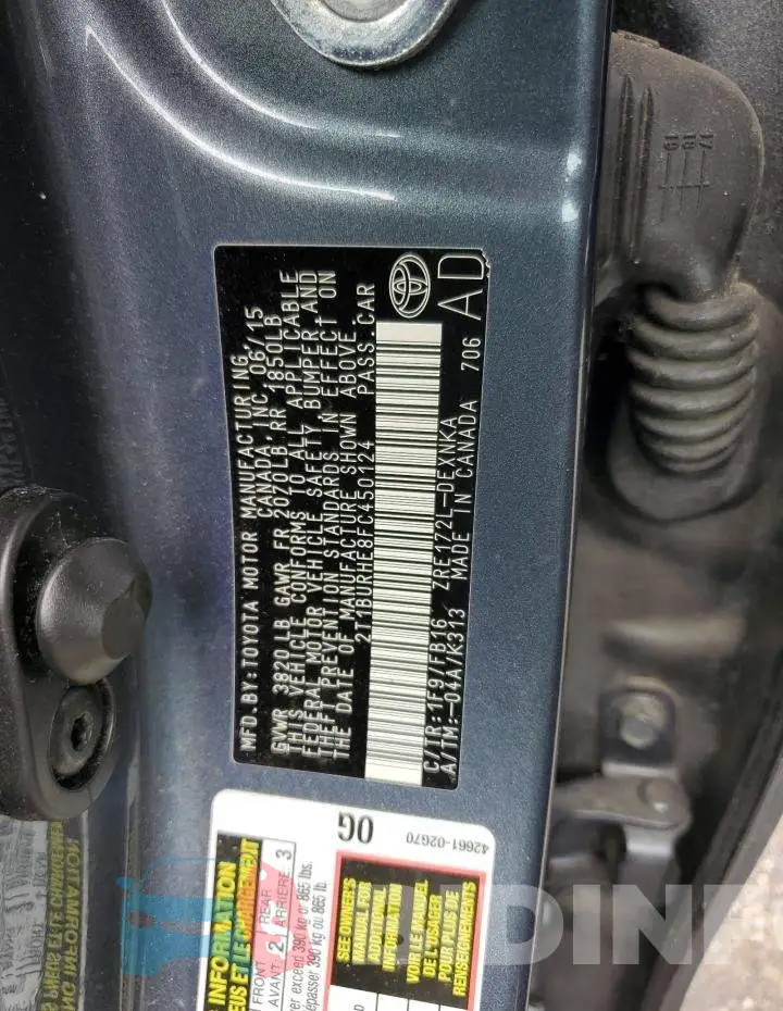 2T1BURHE8FC450124 Photo# 12
