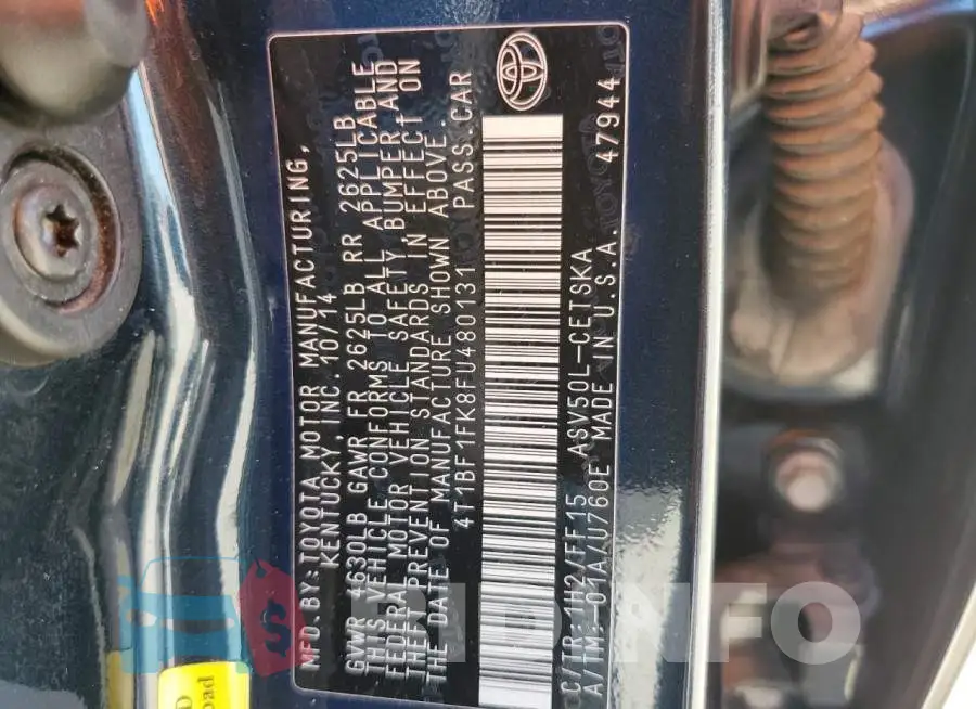 4T1BF1FK8FU480131 Photo# 12