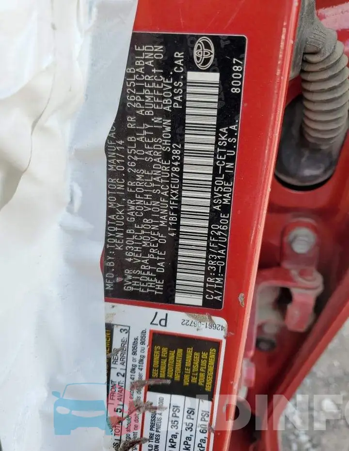 4T1BF1FKXEU784382 Photo# 12