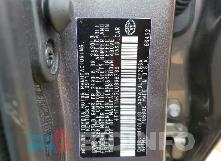4T1F11AK5LU868789 Photo# 12