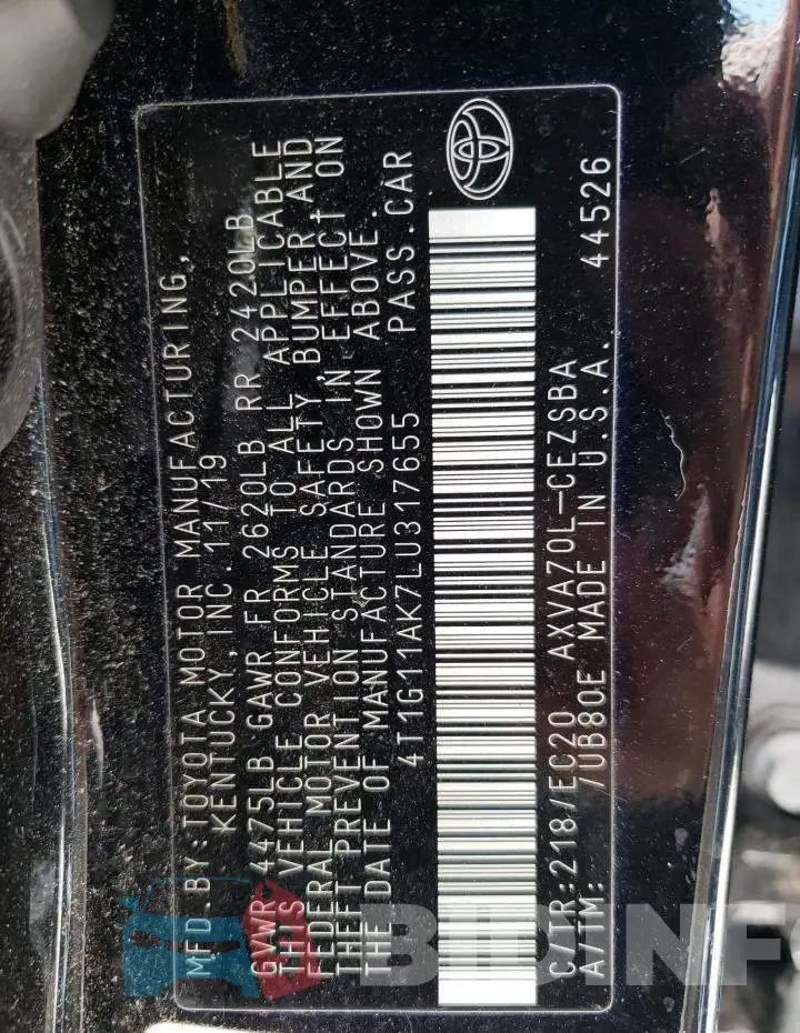 4T1G11AK7LU317655 Photo# 12
