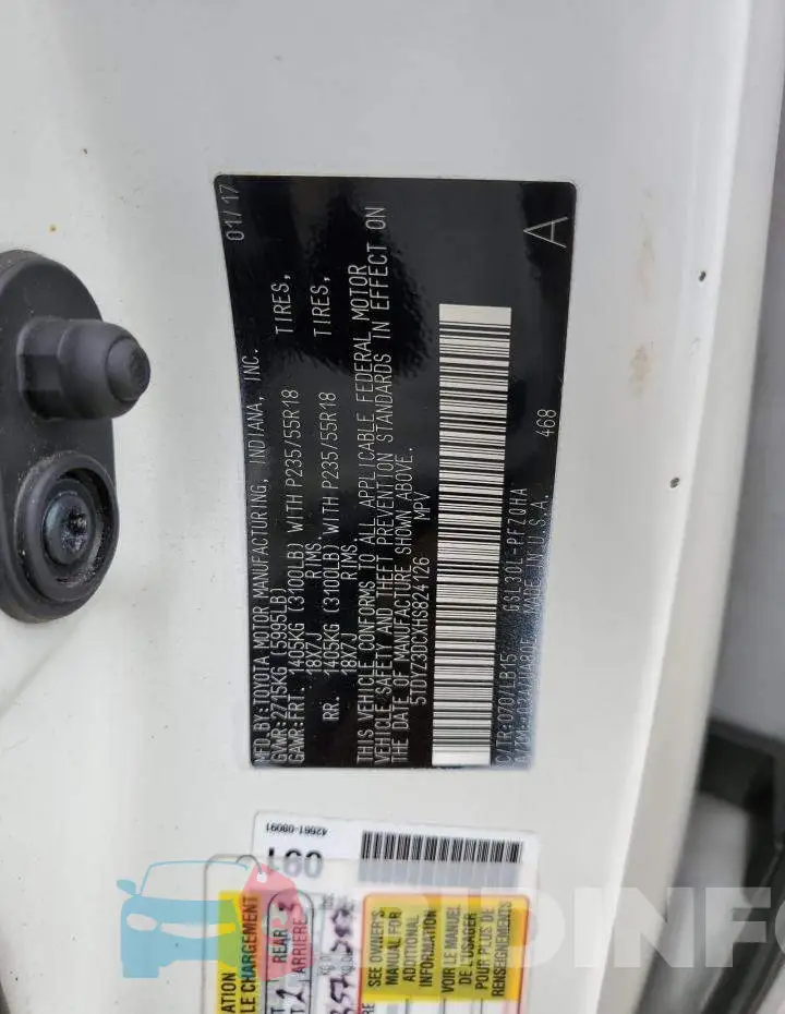 5TDYZ3DCXHS824126 Photo# 13