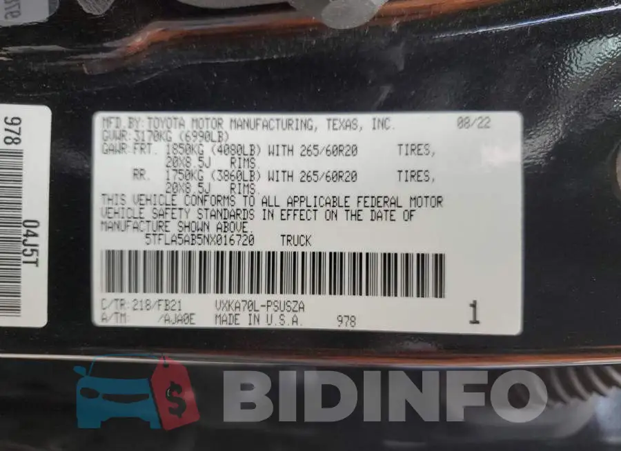 5TFLA5AB5NX016720 Photo# 12