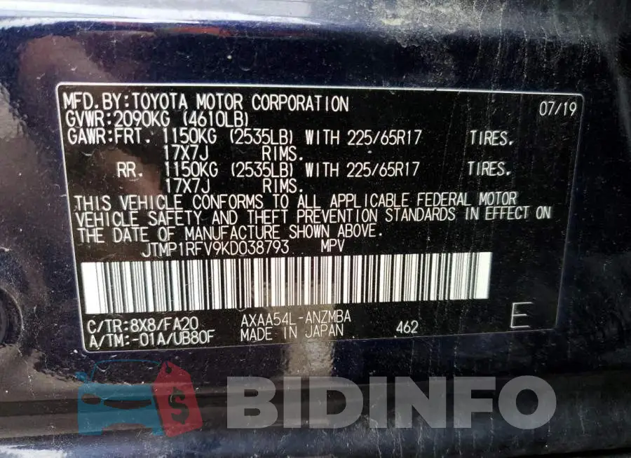 JTMP1RFV9KD038793 Photo# 12