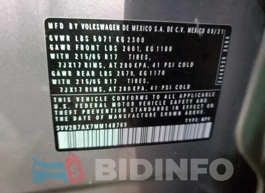 3VV2B7AX7MM148769 Photo# 14