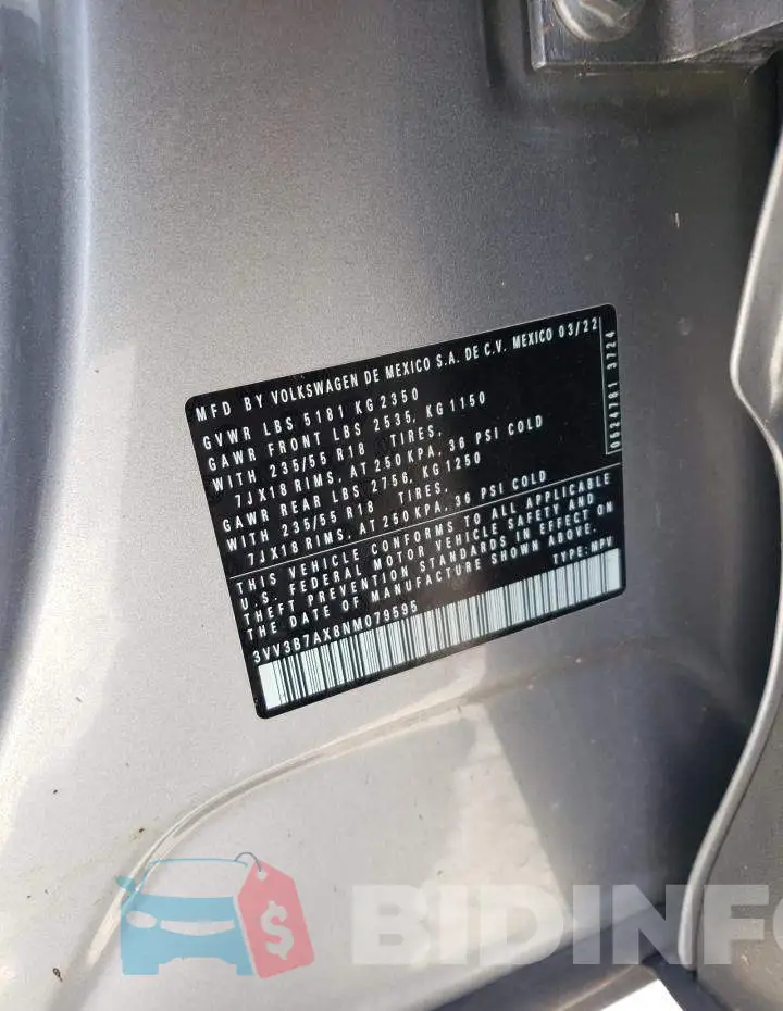 3VV3B7AX8NM079595 Photo# 12