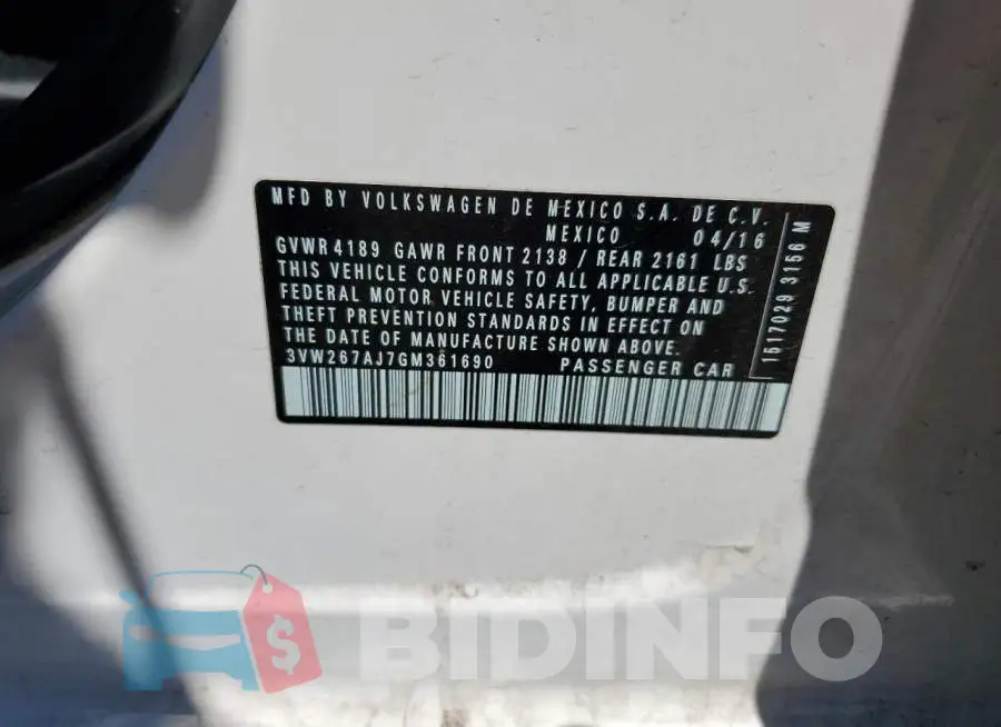 3VW267AJ7GM361690 Photo# 12