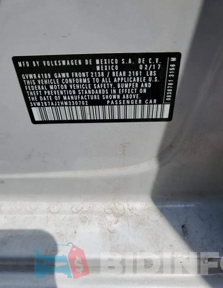 3VW2B7AJ2HM330702 Photo# 12