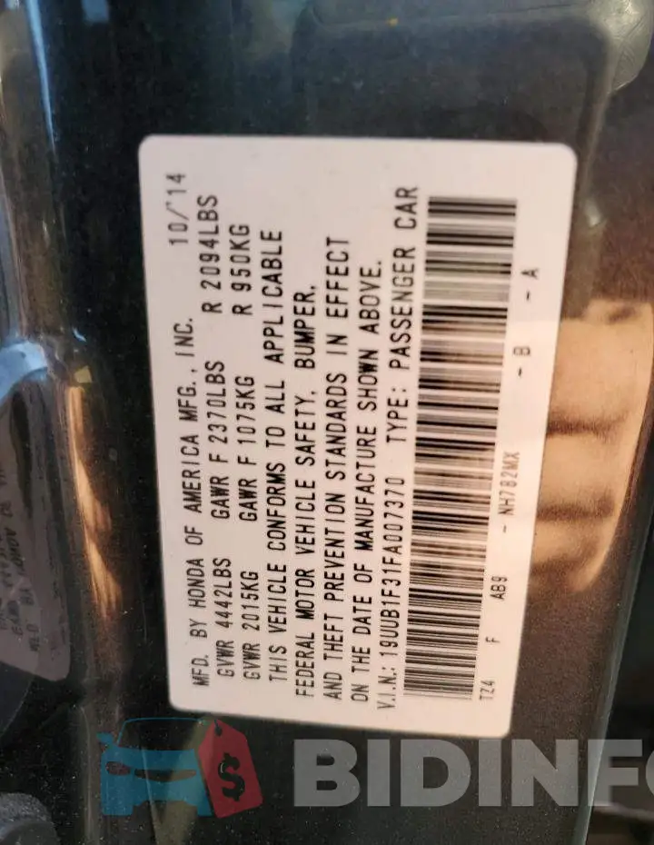 19UUB1F31FA007370 Photo# 12