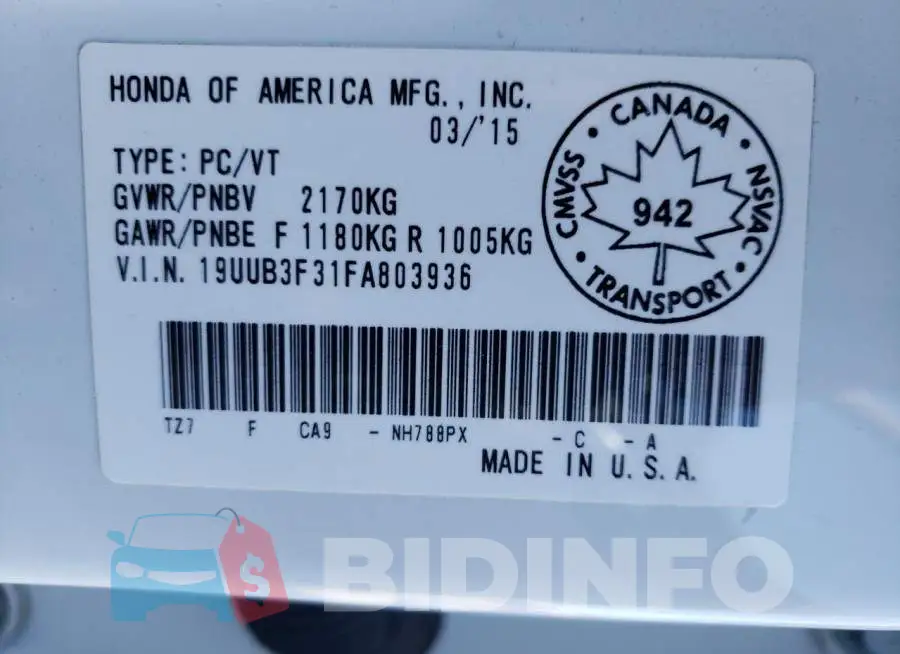 19UUB3F31FA803936 Photo# 13