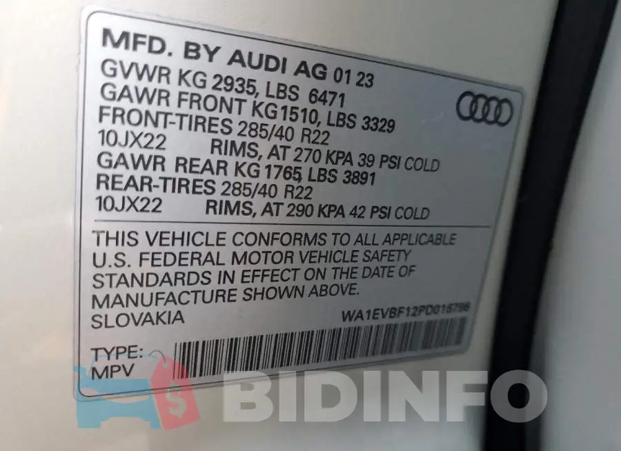 WA1EVBF12PD016796 Photo# 13