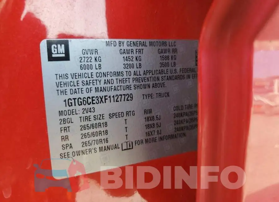1GTG6CE3XF1127729 Photo# 12