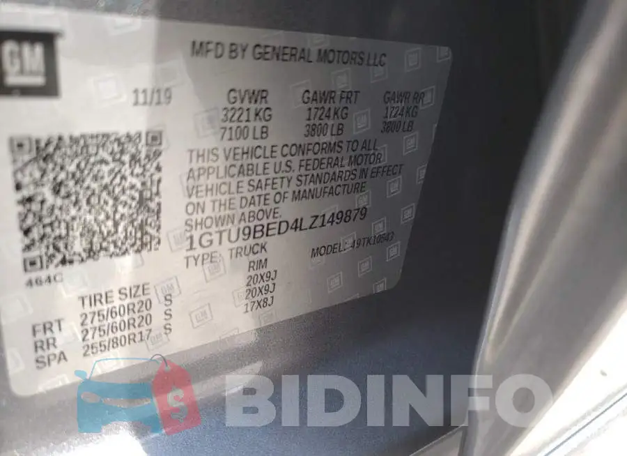 1GTU9BED4LZ149879 Photo# 12