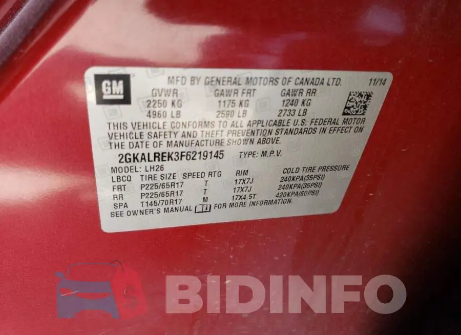 2GKALREK3F6219145 Photo# 13
