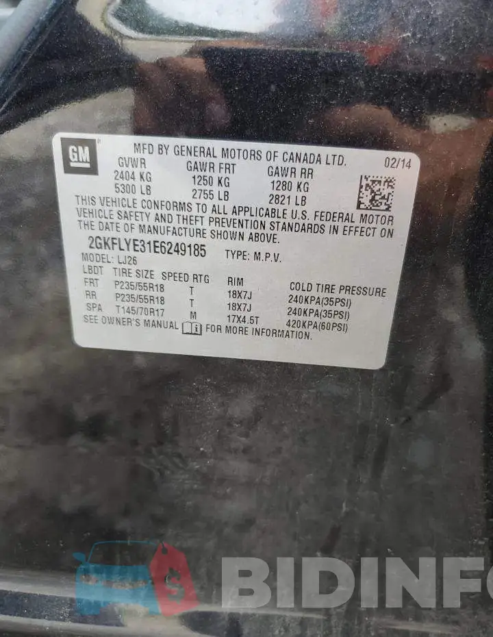 2GKFLYE31E6249185 Photo# 14