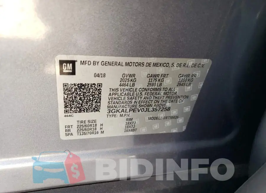 3GKALPEV0JL357258 Photo# 13