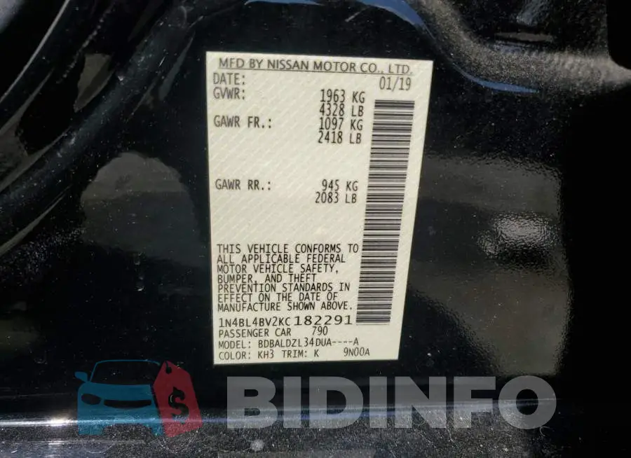 1N4BL4BV2KC182291 Photo# 12