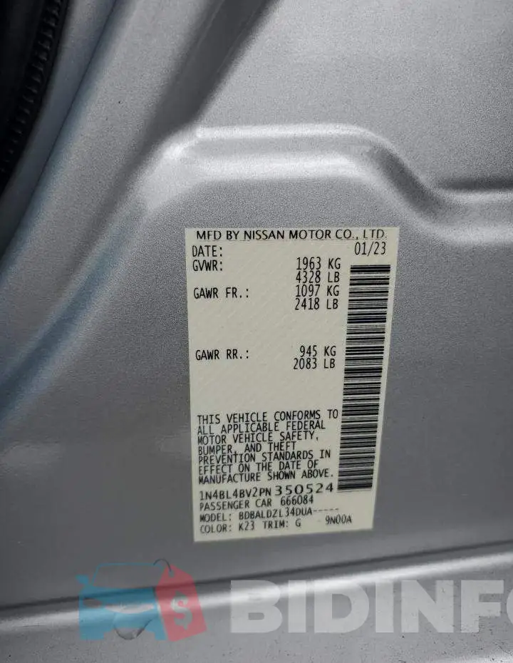 1N4BL4BV2PN350524 Photo# 12