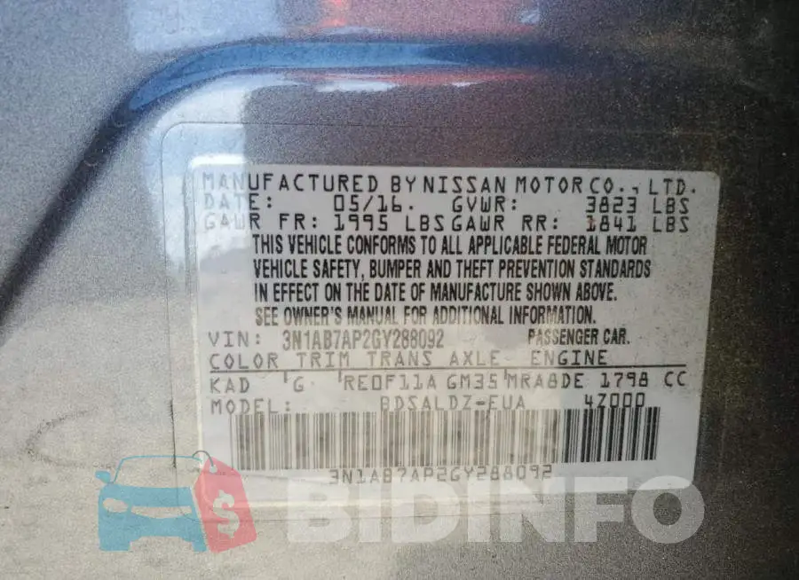 3N1AB7AP2GY288092 Photo# 12