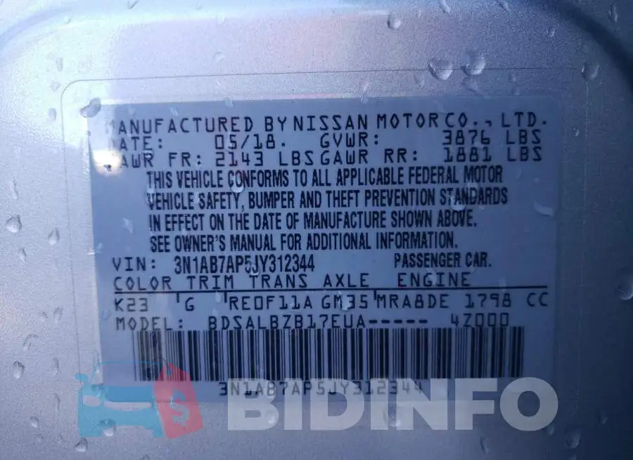 3N1AB7AP5JY312344 Photo# 12