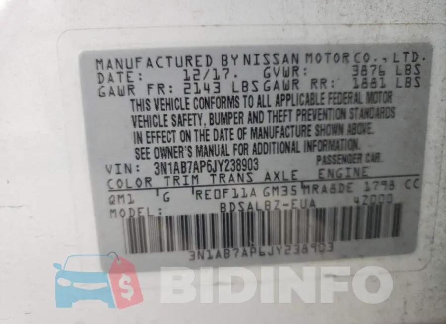 3N1AB7AP6JY238903 Photo# 12