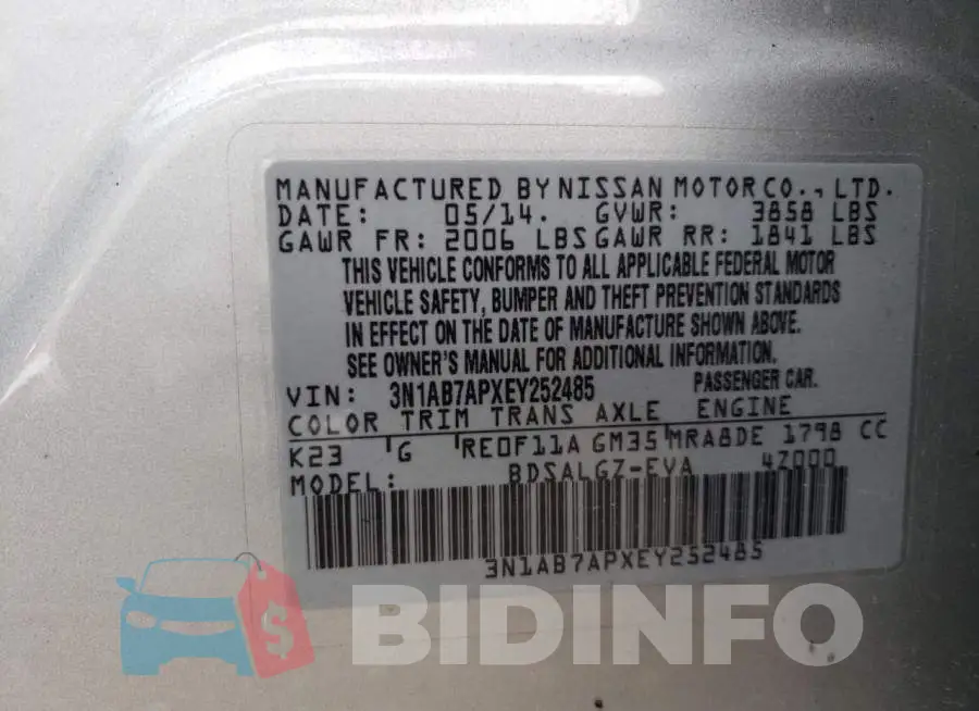 3N1AB7APXEY252485 Photo# 12