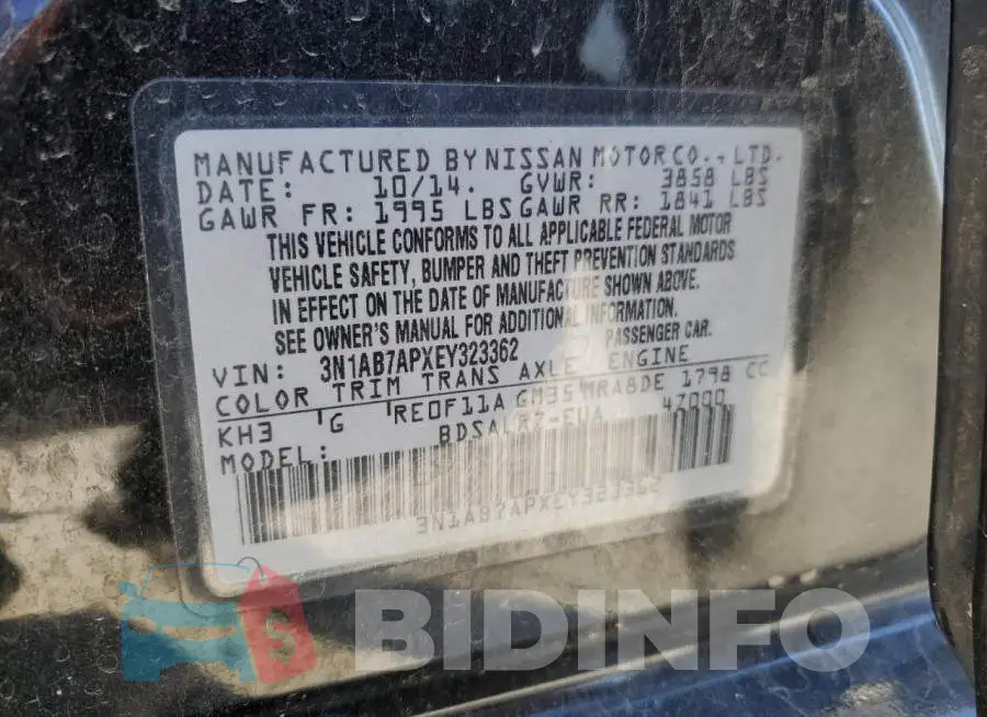 3N1AB7APXEY323362 Photo# 12