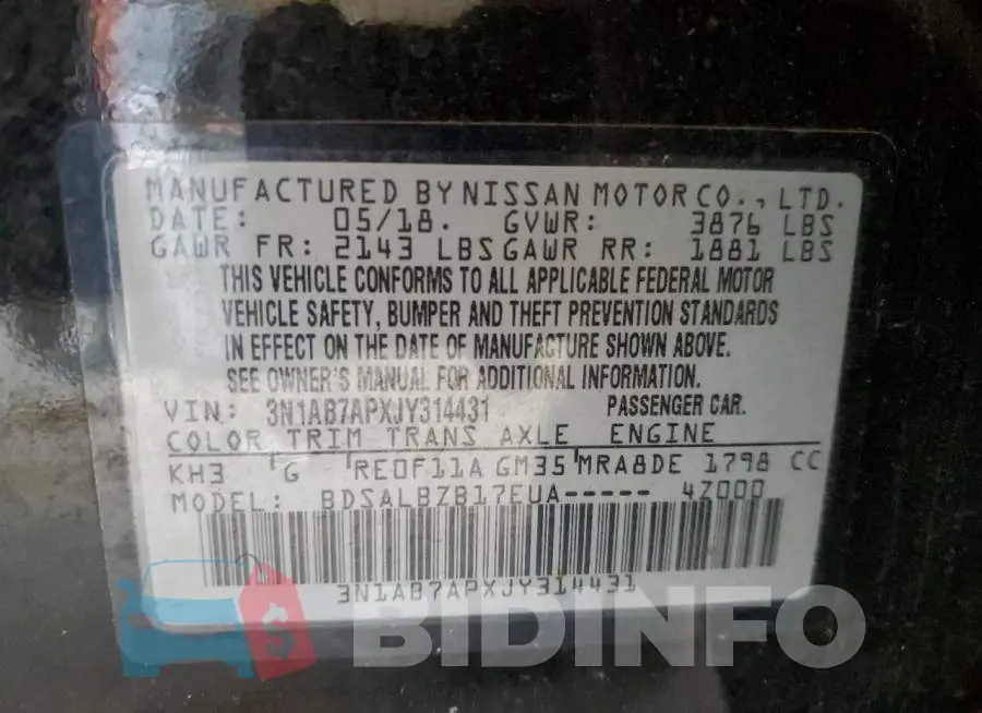 3N1AB7APXJY314431 Photo# 12