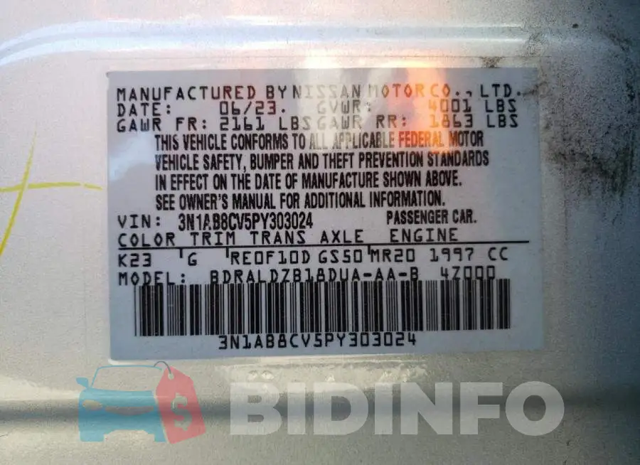 3N1AB8CV5PY303024 Photo# 12