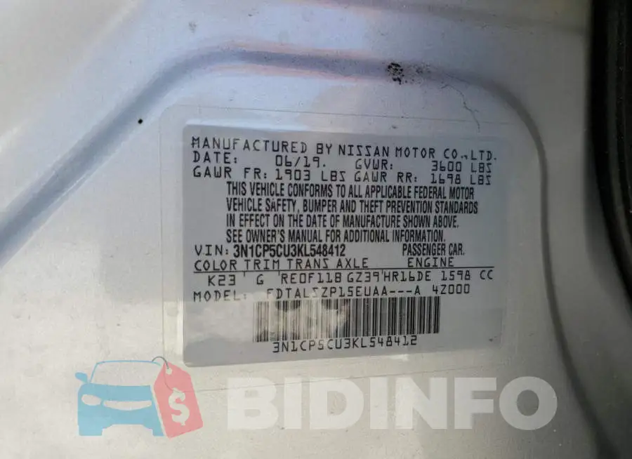 3N1CP5CU3KL548412 Photo# 13