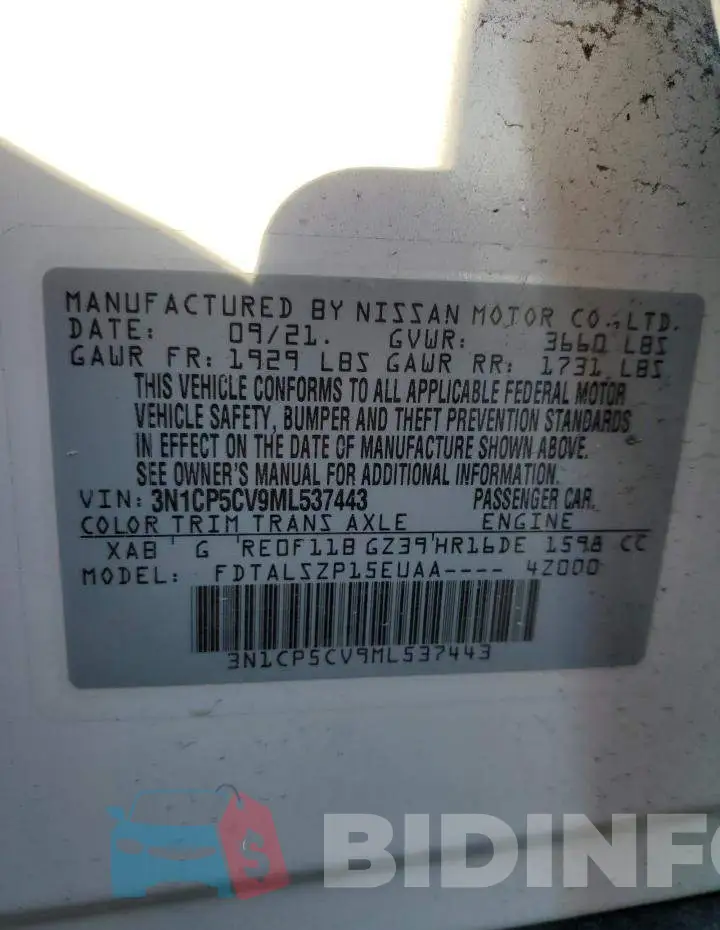 3N1CP5CV9ML537443 Photo# 14