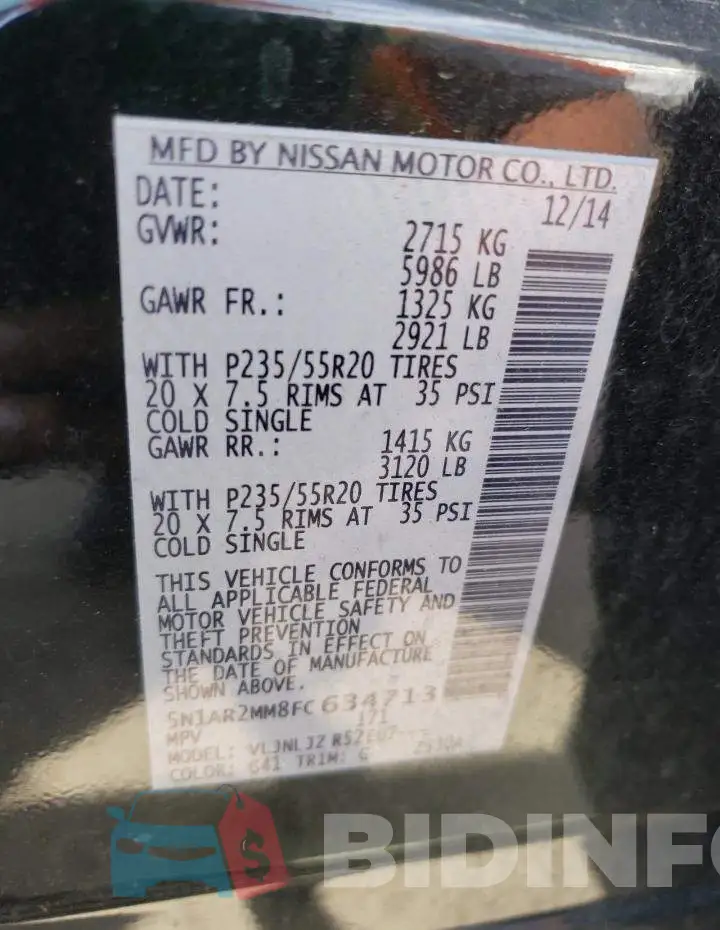 5N1AR2MM8FC634713 Photo# 13