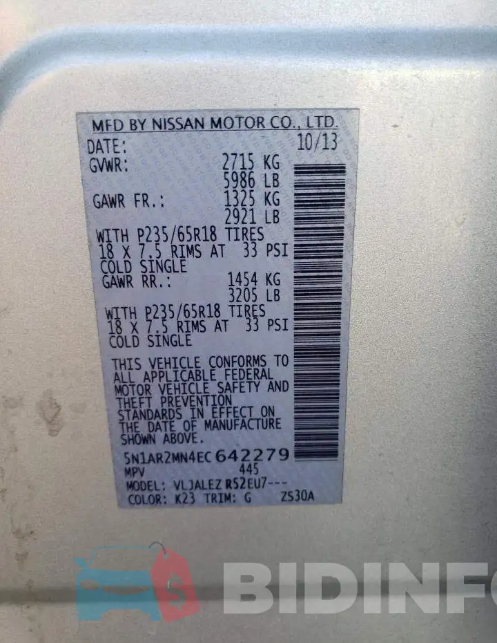 5N1AR2MN4EC642279 Photo# 14