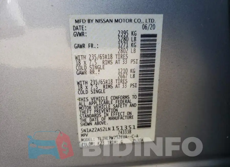 5N1AZ2AS2LN151351 Photo# 13