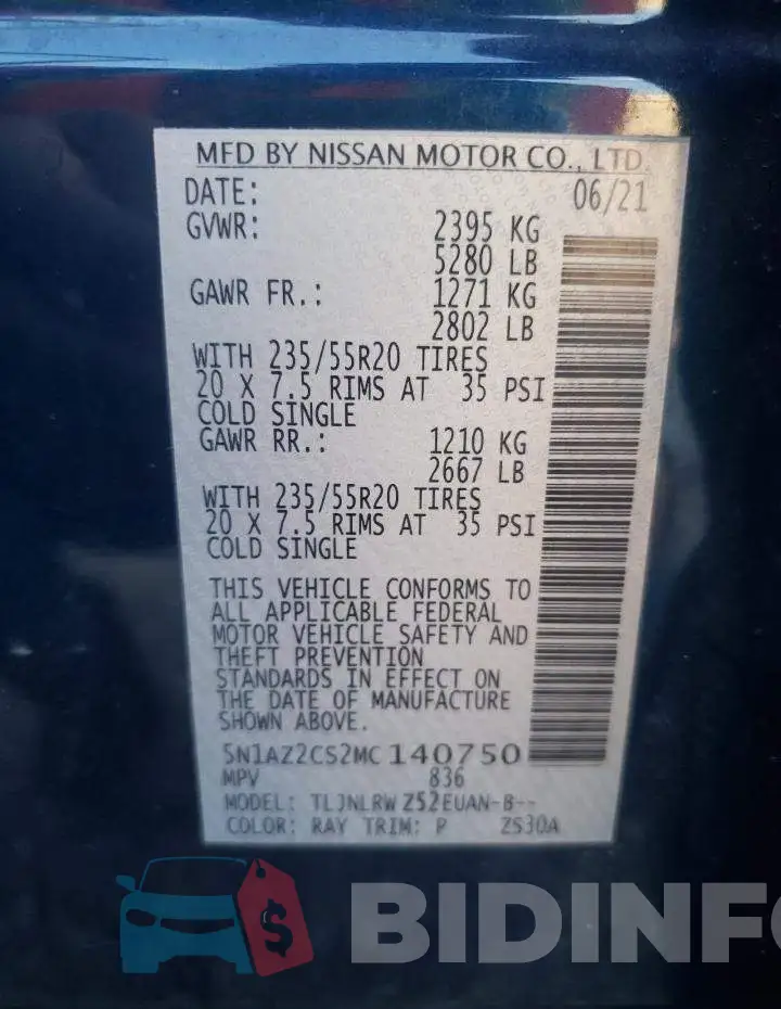 5N1AZ2CS2MC140750 Photo# 10