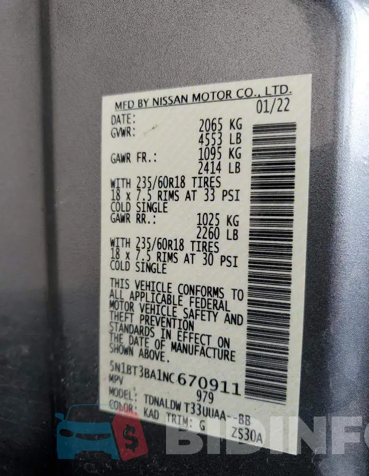 5N1BT3BA1NC670911 Photo# 13